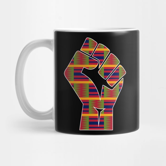 Kente Cloth Black Power Fist by blackartmattersshop